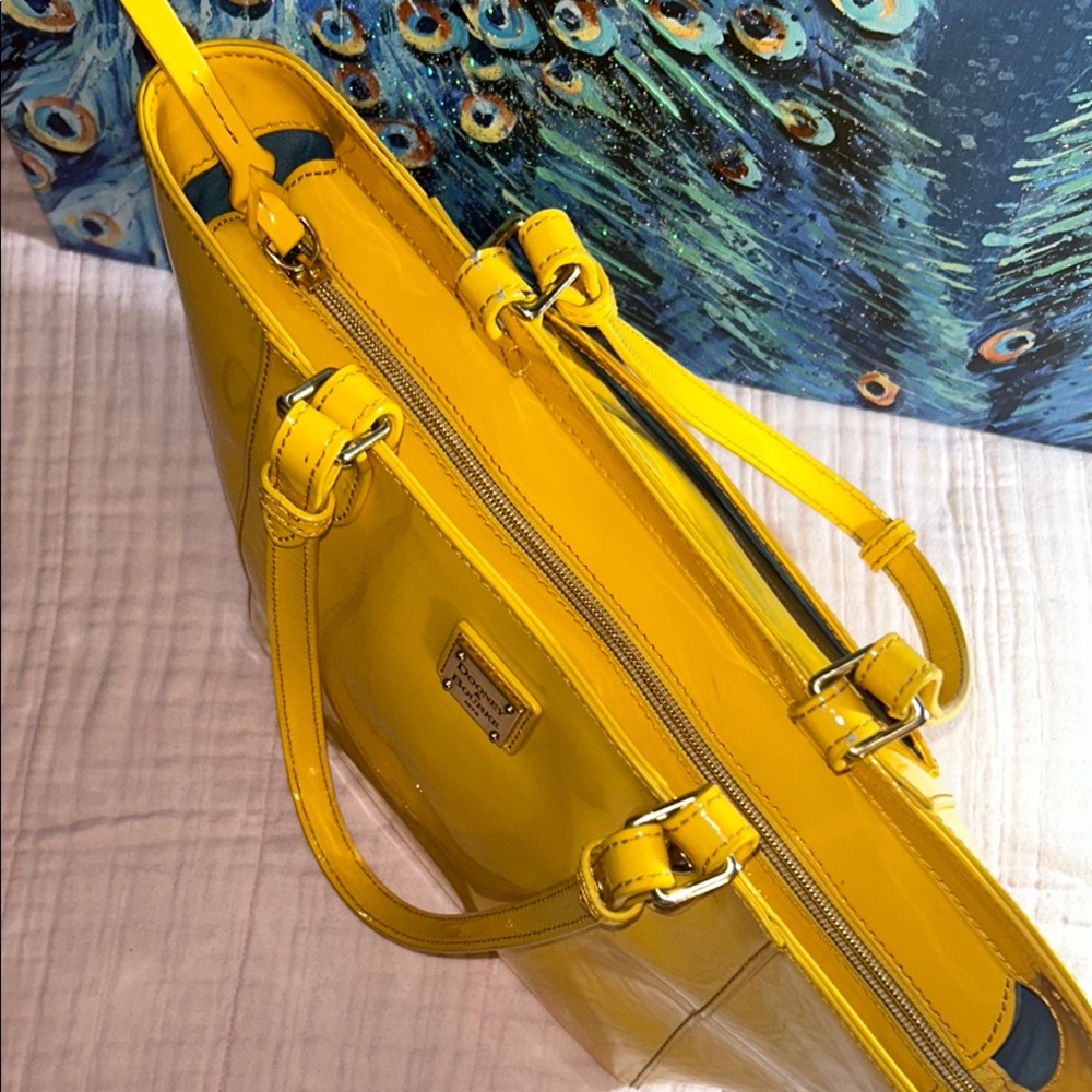 Dooney & Bourke Bright Yellow Patent Leather Tote Bag - Picture 4 of 16